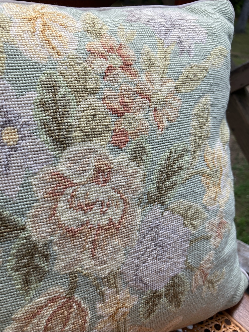 Vintage Floral Needlepoint Decorative Pillow French Country - Picture 14 of 16